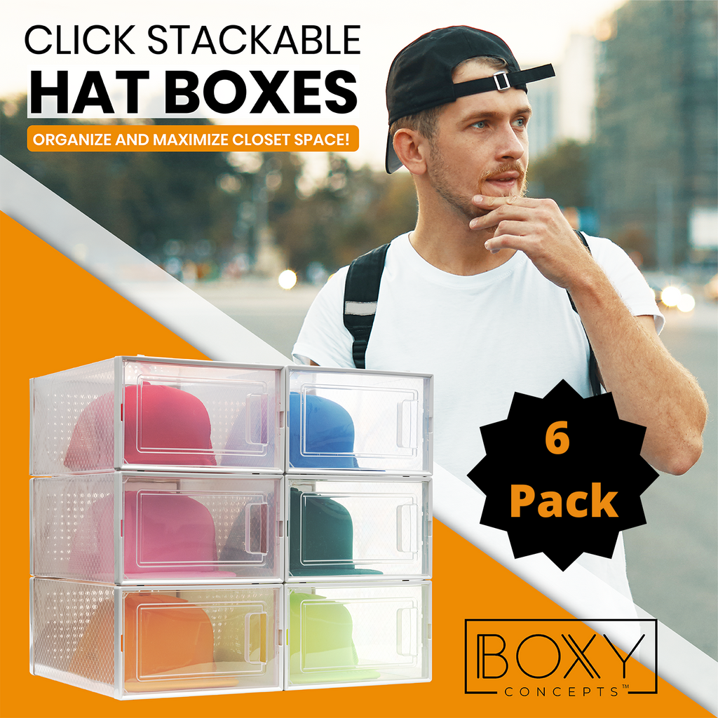 Hat Organizer Storage Box for Baseball Caps - 6 Pack
